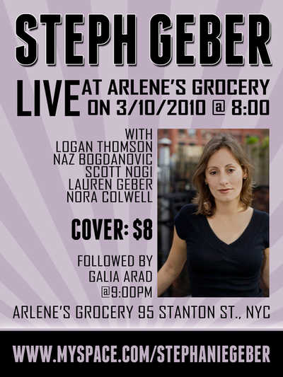 Concert flyer for a singer/songwriter